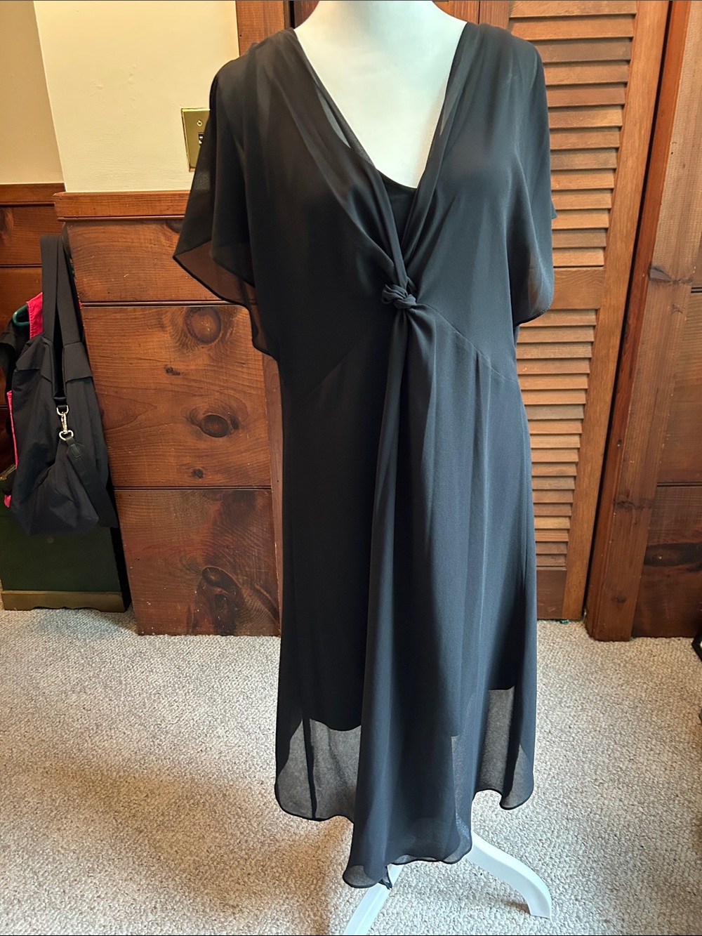Adrianna Papell Black Knot-Front Women's Special Occasion Dress Two Pieces
